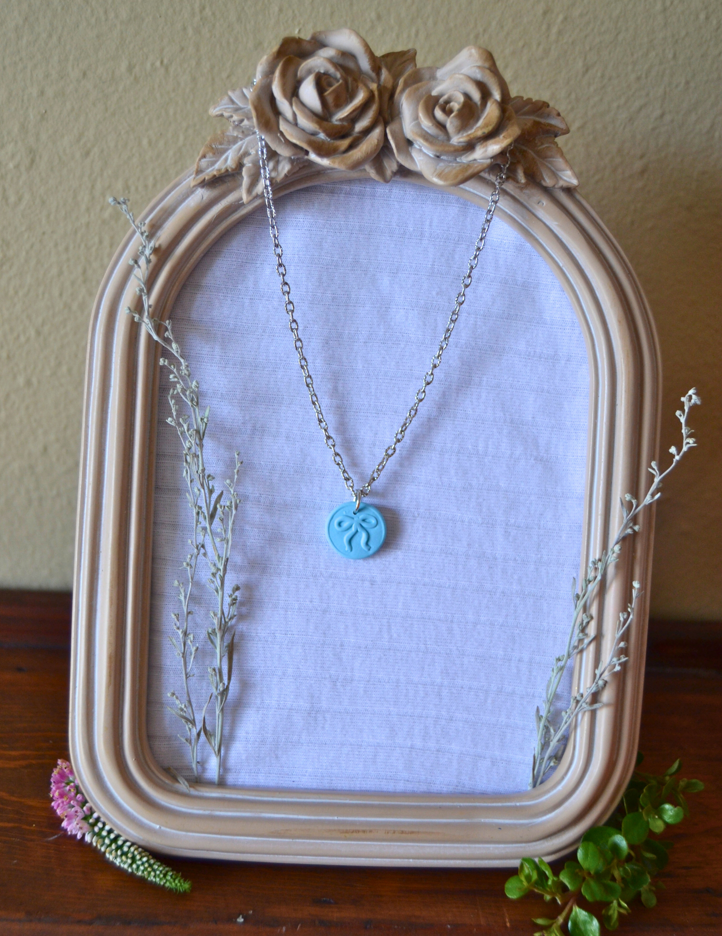 Mini Wax Seal Necklace (Silver Chain)