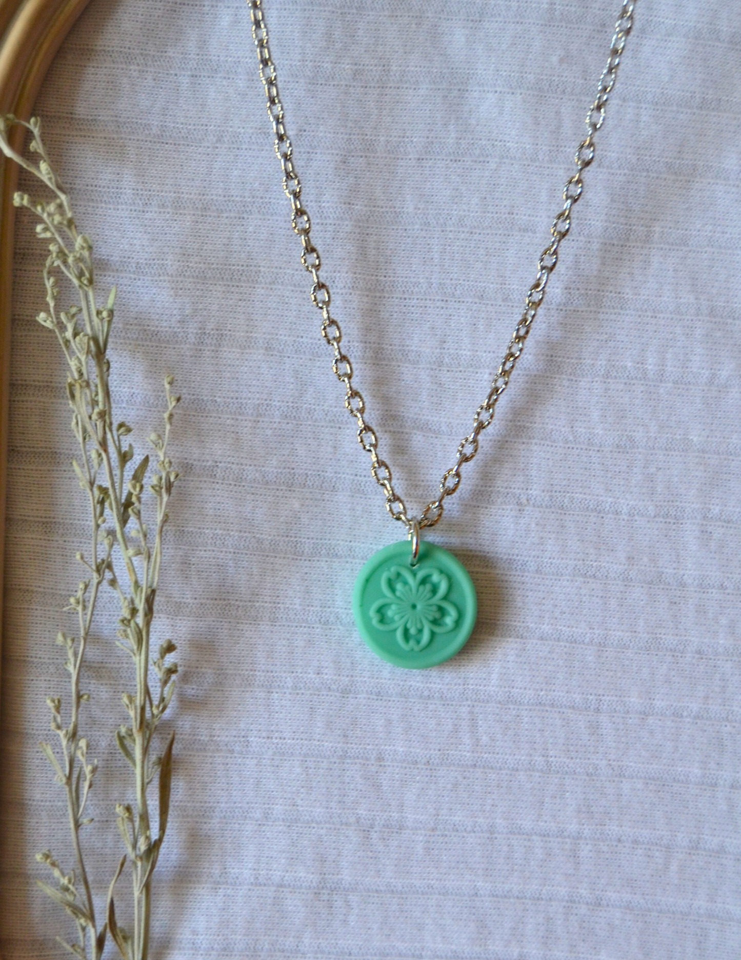 Mini Wax Seal Necklace (Silver Chain)