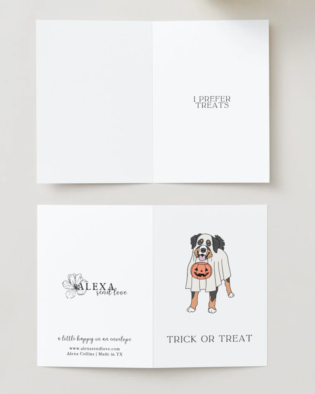 Dog Ghost “Trick or Treat” Greeting Card (PREORDER)
