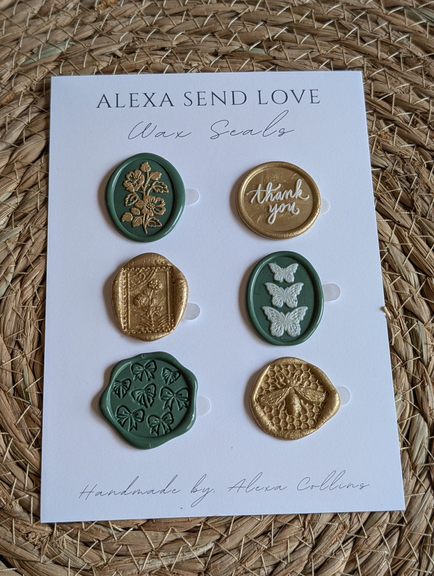 Sage Green & Gold Wax Seal Pack (6)