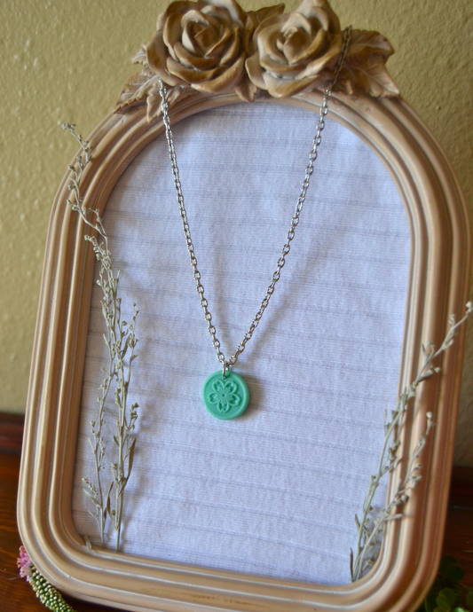 Mini Wax Seal Necklace (Silver Chain)
