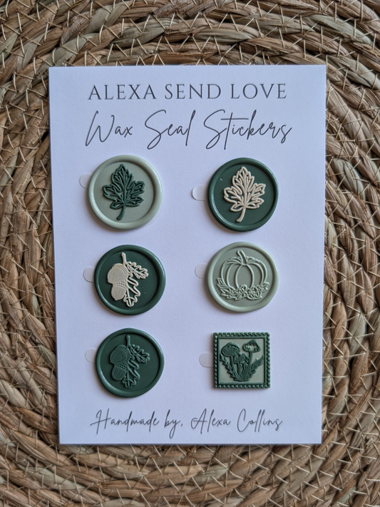 Maple & Moss Wax Seal Sticker Set – 1" Handmade Seals