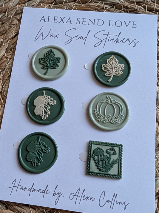 Maple & Moss Wax Seal Sticker Set – 1" Handmade Seals
