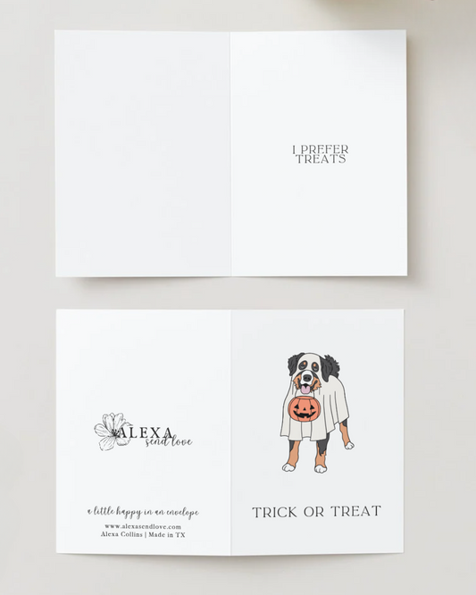 Dog Ghost “Trick or Treat” Greeting Card (PREORDER)
