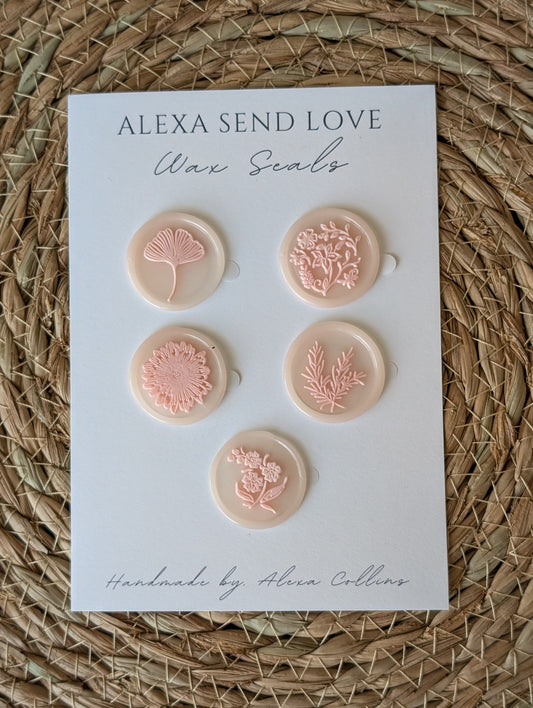 Pink Flower Wax Seal Pack (5)